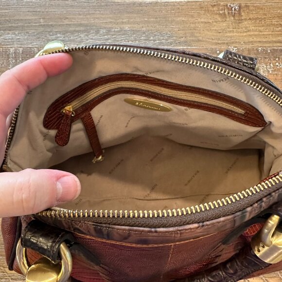 Brahmin Lisa Satchel – Cognac Tri-Texture Leather - Picture 6 of 10